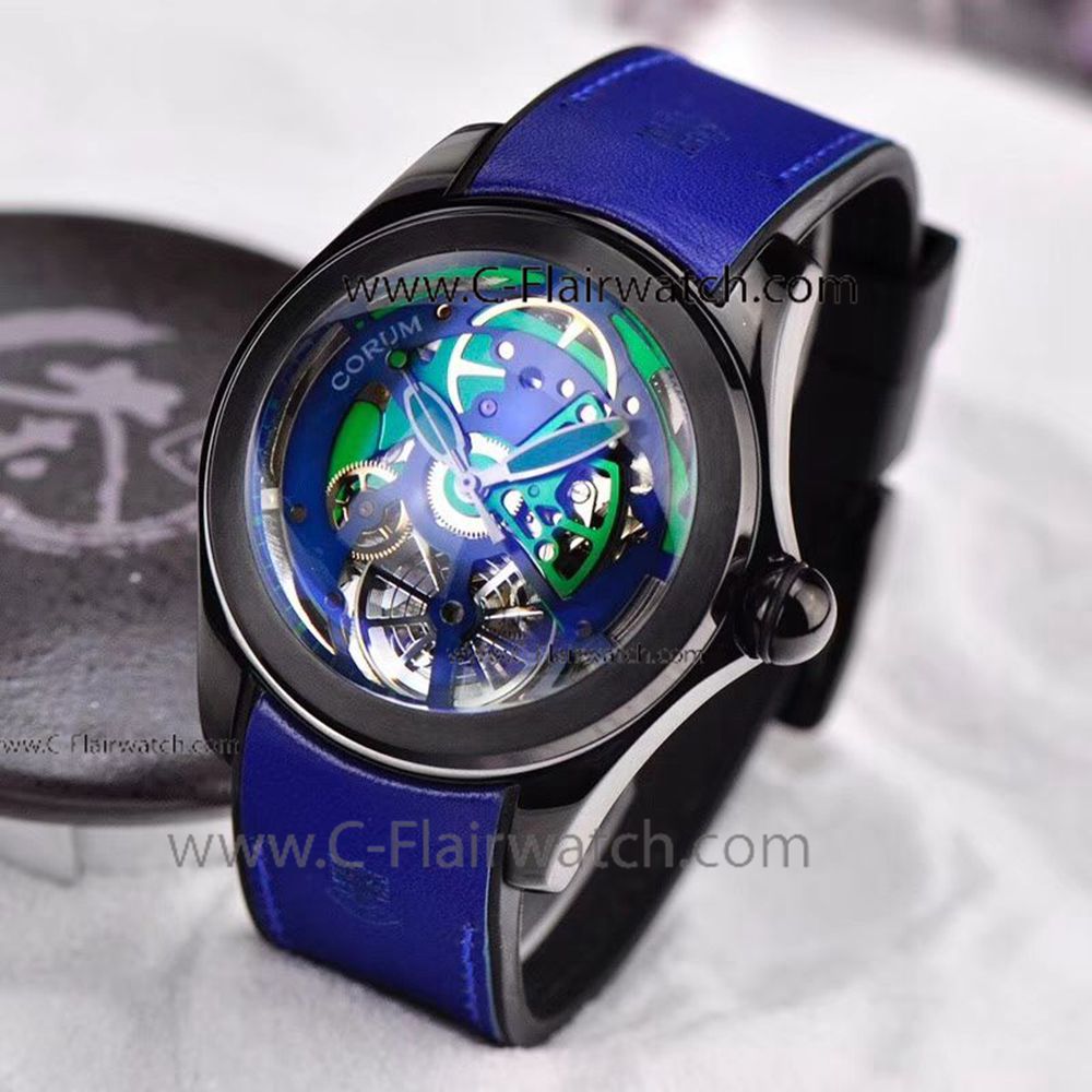 High Quality Corum Bubble Skeleton Watch Replica Black and Blue